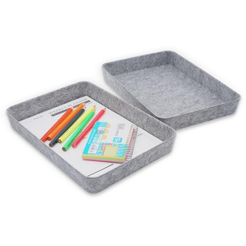 Welaxy 2-piece Office desk drawer organizer tray letter-size documents A4 paper book file Folder Holder storage bins (Gray) - color: Gray