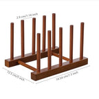HBlife 2pcs Teak Dish Plate Bowl Cup Book Pot Lid Cutting Board Drying Rack Stand Drainer Storage Holder Organizer Kitchen Cabinet（Keep Dry） - color: Teak 4 Slots 2pcs