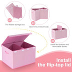 Mayniu Extra Large Toy Box Chest with Dividers, 120L Sturdy Toy Storage Organizer Bin Boxes Basket for Kids, Boys, Girls, Living Room, Nursery, Bedroom, Playroom (26"x17" x17", Pink) - color: Extra Large Pink