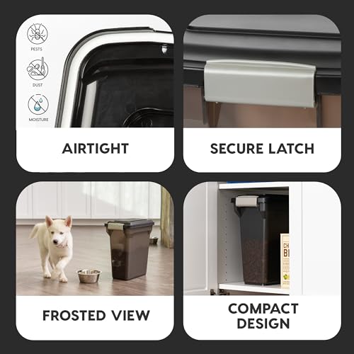 IRIS USA Dog Food Storage Container, Airtight Lid, Up to 13 Pounds Pet Food Storage, Versatile Pet Food Bin, Treats, BPA Free, Smoke - color: Smoke