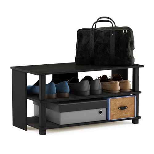 Furinno Turn-N-Tube Shoe Rack, 3-Tier Shoe Organizer, Shoe Storage with Compact Open Shelves, 15.5 x 31.5 x 15.7, for Closet Entryway, Office, Garage, Espresso/Black - color: Espresso/Black, size: 3-Tier (31.5"W)