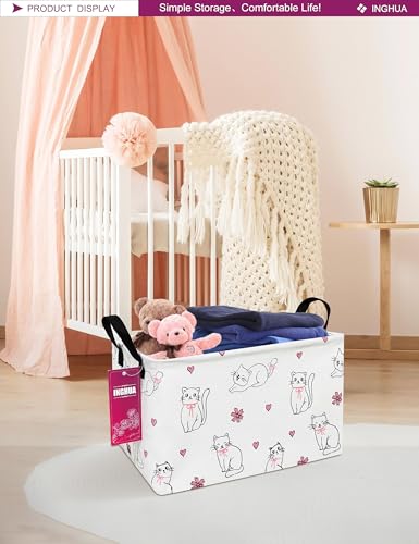 Rectangular Storage Basket Fabric Organizer Bin for Toys,Books,Clothes,Gifts,Pets-Perfect for Home,Office,Nursery,Dorm,Shelf(Rec-Love cat ) - color: Rec-Love cat