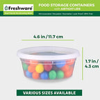 Freshware Food Storage Containers [50 Set] 8 oz Plastic Deli Containers with Lids, Slime, Soup, Meal Prep Containers, BPA Free, Stackable, Leakproof, Microwave, Dishwasher and Freezer Safe - size: 8 oz, 50-Pack