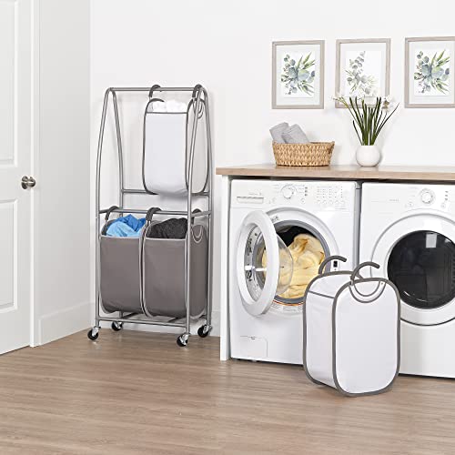 Neatfreak - 2 Tier Vertical Rolling Laundry Cart - Rolling Storage Cart On Wheels With 4 x Tote Hampers For Laundry, Towels, Blankets & Bathroom Organization - Quad Laundry Sorter