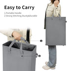 ZERO JET LAG Slim Laundry Hamper With Handles Collapsible Laundry Basket Thin Dirty Clothes Basket Narrow Laundry Bag Foldable Dirty Cloth Hamper 45L (24 inches,Grey) - color: Gray (With Handles)