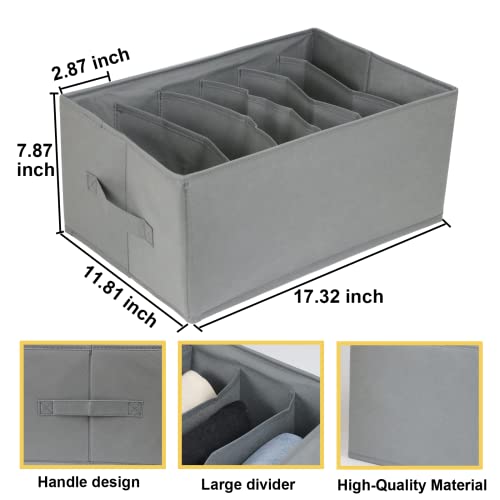 Fordonral Extra Large Clothes Closet Organizer 6 Compartments for Jean Sweater Sheets to Shirt - Divided Clothing Storage Boxes for Closet, Wordrobe, Bedroom, Shelf (4pc Gray) - color: 4pc Gray