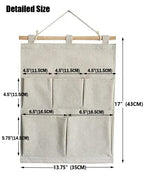 KINGREE Over The Door Magazine Storage Pockets, Wall Door Closet Hanging Storage Bag Organizer, (5 Pockets-Nature)