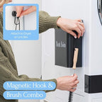 Magnetic Laundry Lint Bin for Dryer | Wall-Mounted Small Trash Can for Laundry Room | Includes Magnetic Hook & Lint Brush | Space-Saving Magnetic Laundry Trash Can | Matte Black - color: Matte Black