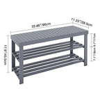 SMIBUY Bamboo Shoe Rack Bench, 3-Tier Shoe Organizer Storage Shelf for Entryway Hallway Bathroom Living Room (Grey) - color: Grey