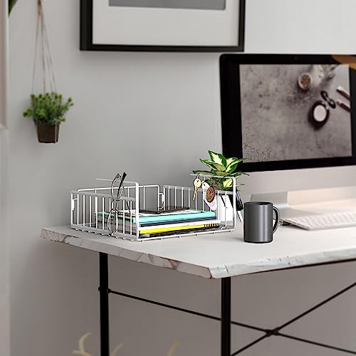 Simple Houseware Under Shelf Basket, White – 2-Pack Space-Saving Storage Organizer for Kitchen, Pantry, Closet, Office – Wire Metal Shelf Organizer, No Tools Required - size: 2 Pack