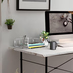 Simple Houseware Under Shelf Basket, White – 2-Pack Space-Saving Storage Organizer for Kitchen, Pantry, Closet, Office – Wire Metal Shelf Organizer, No Tools Required - size: 2 Pack