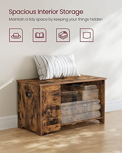 VASAGLE Storage Chest, Storage Trunk with 2 Safety Hinges, Storage Bench, Shoe Bench, Rustic Style, 15.7 x 31.5 x 18.1 Inches, for Entryway, Bedroom, Living Room, Rustic Brown ULSB063T01 - color: Rustic Brown, size: 31.5"W