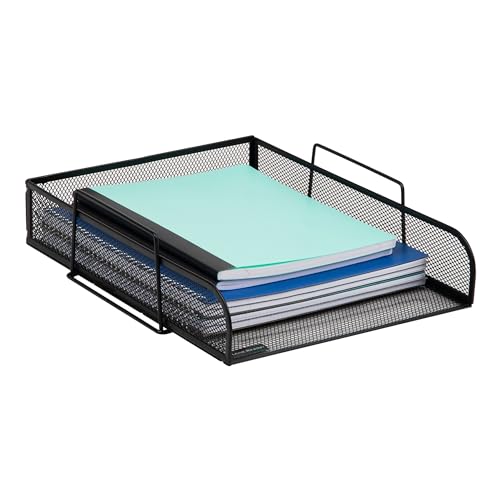 Mind Reader Stackable Paper Tray, Desktop Organizer, File Storage, Office, Metal Mesh, 10.5" L x 13.5" W x 11.25" H, 4 Pcs., Black - color: Classic Black