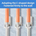 3 Pack，Broom and Mop Holder Wall Mount No Drill，Mop and Broom Gripper，Broom Handle Hanger，Household Cleaning Organizer, Holds up to 6 lb