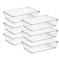 Ravinte 6 Pack Drawer Organizer - 6" X 9" Plastic Storage Bins, Acrylic Organizers with Non-Slip Pads Clear Desk Storage Tray for Makeup, Jewelries, Kitchen Utensils, Bathroom and Office - size: 6" x 9"