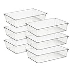 Ravinte 6 Pack Drawer Organizer - 6" X 9" Plastic Storage Bins, Acrylic Organizers with Non-Slip Pads Clear Desk Storage Tray for Makeup, Jewelries, Kitchen Utensils, Bathroom and Office - size: 6" x 9"