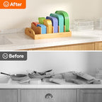 Lifewit Bamboo Lid Organizers for Inside Cabinet, Food Storage Container Lid Holder with 5 adjustable Inserts & 6 Sections, Kitchen Pantry organizer and storage, Large, 13.2" x 10"/34 x 25cm - size: Large(13.2" x 10")