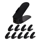 Adjustable Shoe Stacker, Stackable Shoe Slots Space Saver, Pack Adjustable Shoe Stacker Space Saver, Holder for Closet Organization, Black Shoe Slots Space