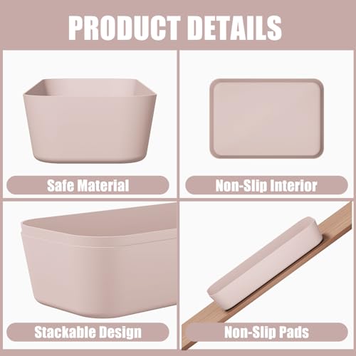Plastic Drawer Organizers, 18 PCS Bathroom Drawer Organizer Bins, Desk and Vanity Organizer Plastic Tray, Makeup organizer and storage for Bedroom, Kitchen Gadgets Utensils and Office (Pink) - color: Pink, size: 18pcs