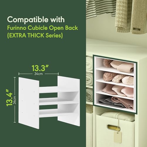 Furinno Cubicle Cube Insert, 3-Shelf Cube Organizer, Fits into Furinno Extra Thick Cubes, for Organizers and Storage, White (Does not fit IKEA Kallax Shelving) - color: White, size: 3-Shelf Insert