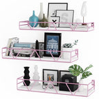 Amaoot Floating Shelves Set of 3, Home Wood Wall Shelf, Farmhouse Shelf for Bedroom, Wall Mounted Floating Shelf for Living Room, Bedroom, Bathroom, Kitchen, Office (Pink) - color: Pink