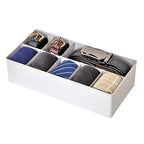Plastic Belt Organizer, 10 Section Drawer Organizer for Storage Belt, Ties, Underwear and Socks, White Removable Dividers Storage Box for Closet Dresser Drawer, 12 x 6.2 x 3.1 Inch