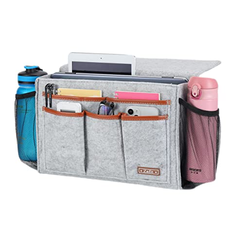 Zafit Bedside Caddy, Large Size Bedside Storage Organizer Bedside Organizer Caddy for Magazine Remotes Phone (13.4'' x 18.1'' Plus Size, Light Grey) - color: Light Grey, size: 13.4'' x 18.1'' Plus Size