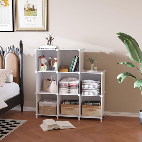 AWTATOS 8 Cube Storage Organizer, Closet Organizer Storage Shelf, Bookcase Bookshelf, DIY Stackable Storage Cubes Shelves for Closet, Bedroom, Home, Office, White - color: White, size: 4x2