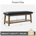 Zihanhome Entryway Bench, PU Leather Upholstered Shoe Benches for Bedroom, Ottoman Bench with Solid Wood Shelf, Storage Bench for Hallway, Living Room(Black) - color: Black