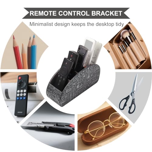 Remote Control Holder with 5 Compartments, Upgraded PU Leather TV Remote Caddy Desktop Organizer for Easy Store and Take Remote Controllers, Office Supplies, Media Accessories(Retro Silver) - color: Retro Silver
