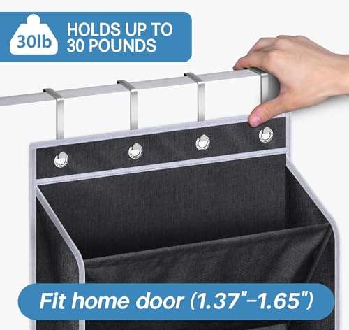 KEETDY Over The Door Shoe Organizer Fit Big Shoes Large Shoe Rack for Door Hanging Shoe Organizer for Closet Door Storage Boots, Black - color: Black, size: 49.2"