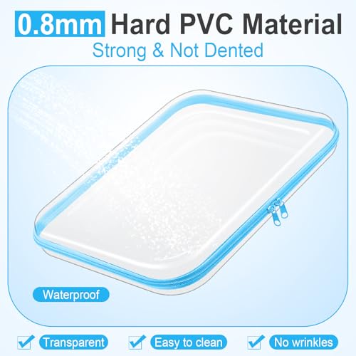 Sanwuta 6 Pcs Clear Hard Zipper Case Plastic Zipper Pouches Transparent Makeup Bag Pencil Case Pouches Toiletry Diaper Bag for Travel Toy Storage Organizer Bins(Assorted Color,13.78 x 11.81 x 2 Inch) - color: Assorted Color, size: 13.78 x 11.81 x 2 Inch