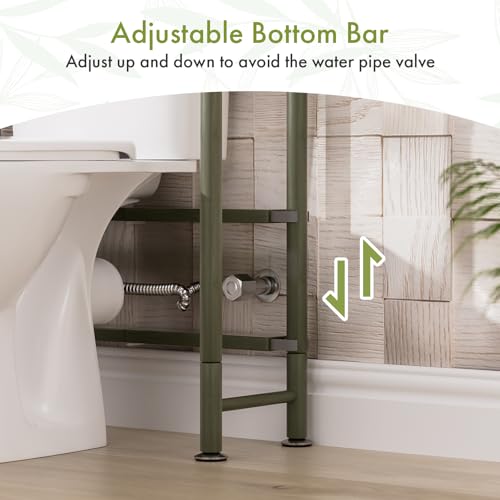 AmazerBath Bamboo Over The Toilet Storage Shelf, 3-Tier Over Toilet Bathroom Organizer Rack, Bathroom Shelves Over Toilet Space Saver, Forest Green - style: Forest Green-3-tier