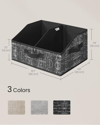 SONGMICS Set of 6 Storage Baskets, Foldable Storage Bins with Removable Dividers, Fabric Boxes, 15.7 x 11.8 x 7.9 Inches, Closet Organizers, 3 Handles, for Living Room, Ink Black URFB0140B01 - color: Ink Black