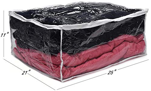 Handy Laundry Comforter Storage Bag – Large 90L Clear Zippered Organizer for Blankets, Bedding, Clothes & Pillows, Durable Plastic Storage for Closet, Moving, Under Bed – Dust & Moisture Protection - color: Clear 1-Pack