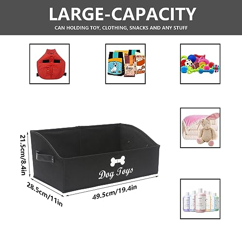 Morezi Linen-cotton blend dog toy basket and dog toy box, dog toy basket storage - Perfect for organizing pet toys, blankets, leashes, chew toys - Black - Dog - color: Dog Black
