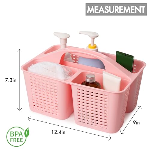Tiawudi Portable Shower Caddy, Caddy Organizer with Handle, Plastic Shower Basket Hold Soap, Shampoo, Hair Supplies and Beauty Products, Cleaning Supplies Organizer for Home, Dorm, Shelf and Cabinet - color: Pink