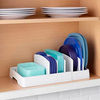 YouCopia StoraLid Food Container Lid Organizer, Expandable with Tall Dividers, White - size: Expandable Classic