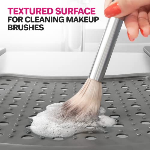 Sink Topper Bathroom Counter Cover & Storage Saver, Foldable Silicone Mat for Hot Tools, Hair Styling & Makeup, Beauty Brush Cleaning Mat, RV Camper Sink Cover & for Small Spaces (Standard Silver) - color: Silver, size: Standard