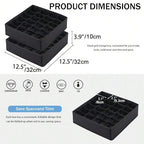Socks Underwear Storage Box - 24 - Grid Foldable Drawer Organizer for Closet Space Saving, Black