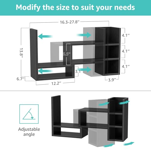 NUTIKAS Desk Shelves Desktop Organizer Shlef - Black Office Organization for Top of Desk Organizers and Accessories Corner Bookshelf Table Top Shelving Small Hutch Decorations for Office - color: Black