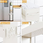 XYZLVSI Slim Storage Cart, 5 in Width, 4-Tier White Rolling Cart with Handle & Wooden Top for Kitchen Bathroom Laundry Narrow Places - size: 5.1IN-White