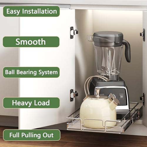 Pull Out Cabinet Organizer 16½" W x 21½" D, Heavy Duty Cabinet Pull Out Shelves, Slide Out Drawers Organization for Kitchen Cabinets Bathroom - color: 1 Tier, size: 16½"W x 21½"D