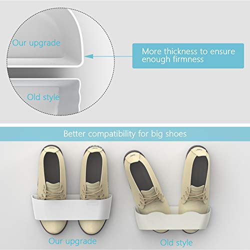 Wall Mounted Shoes Rack 4Pack with Sticky Hanging Strips, Plastic Shoes Holder Storage Organizer,Door Shoe Hangers (SM03-White-4) - color: SM03-White-4