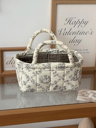 Floral Fabric Storage Basket Car Interior Storage Basket Underwear Sundries Laundry Baskets Supplies Home Organizer Bag (2 set) - color: 2 set
