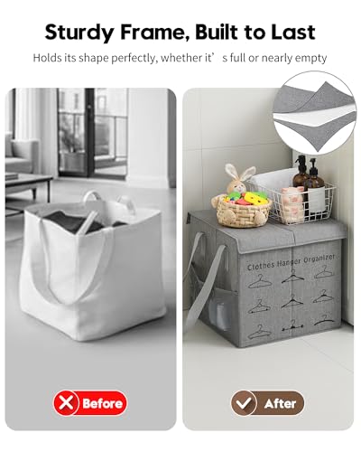 Large Sturdy Hanger Storage, Hanger Organizer Space Saver, Portable Hanger Holder Organizer with Handles, Hanger Organizer Stacker Box Caddy Containers for Closet Laundry Rooms (1 Pack)