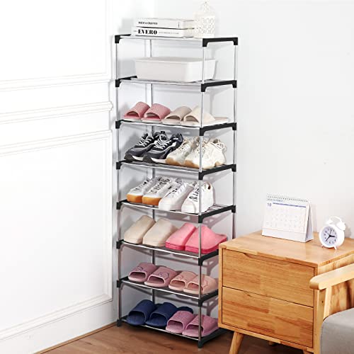 Small Shoe Rack, Narrow Stackable Shoe Shelf Organizer for Entryway, Doorway and Bedroom Closet (3-Tier, Black) - color: Black, size: 3-Tier