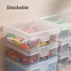 12 Pack Storage Containers with Latching Lid 5" x 5"x 1.9" Small Plastic Clear Stackable Boxes for Office and Beauty - size: Small-12 Pack