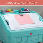 Step2 2-in-1 Toy Box & Art Lid, Kids Toy Storage Bin & Organizer, Easel & Chest in One, Made of Durable Plastic, For Toddlers 2+ Years Old, Mint - color: Mint