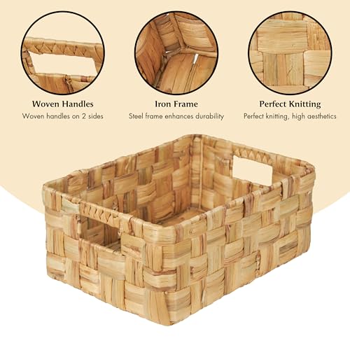 Vatima Jumbo Wicker Storage Basket, Large Hyacinth Organizer, 16.9x12.1x7.1H Inches - Ideal for Home Shelving and Pantry Storage - color: Water Hyacinth, size: Jumbo - Wide Weave (16.9"L x 12.1"W x 7.1"H)